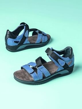Wolky Teal Ripple Leather Sandals Size 9 EU 40